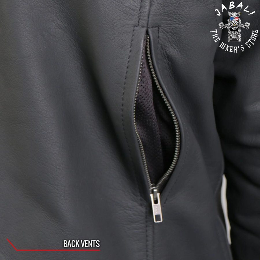 Hot Leathers JKM2002 Mens Black Biker Jacket Leather Motorcycle Jacket with concealed carry pocket Jabali The Biker Store 03
