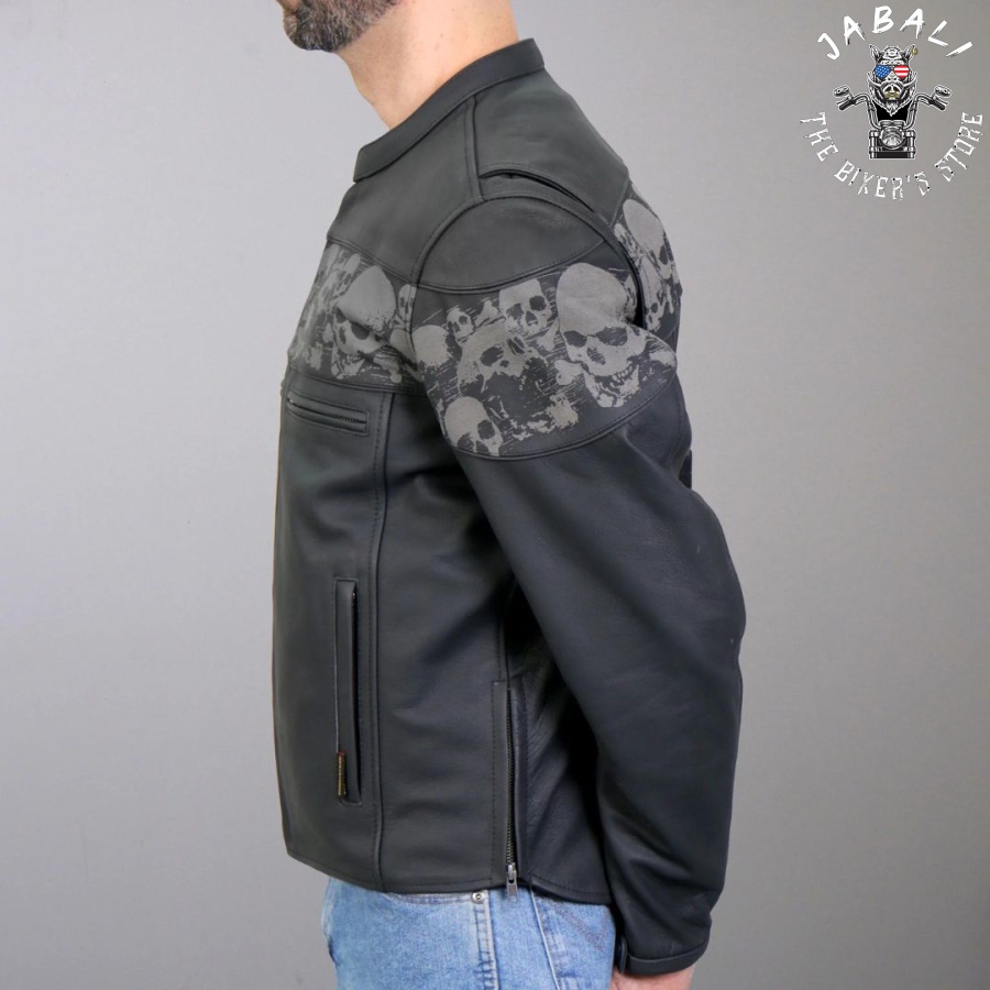 Hot Leathers JKM2002 Mens Black Biker Jacket Leather Motorcycle Jacket with concealed carry pocket Jabali The Biker Store 13