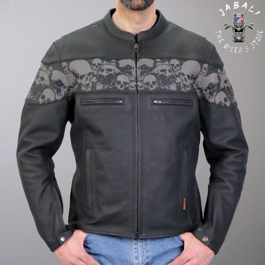 Hot Leathers JKM2002 Mens Black Biker Jacket Leather Motorcycle Jacket with concealed carry pocket Jabali The Biker Store 14