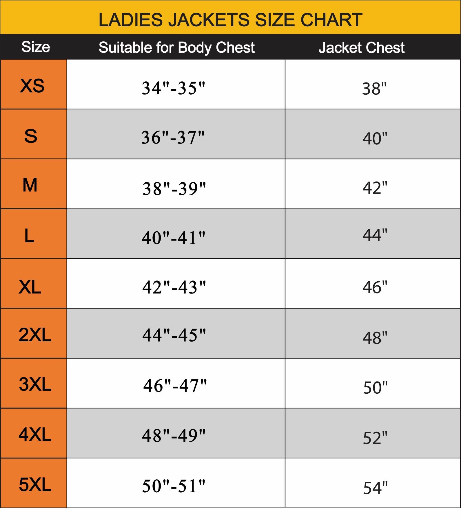Size Chart 1