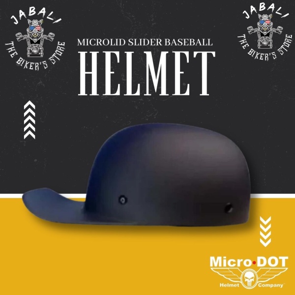 MICROLID SLIDER BASEBALL MOTORCYCLE HELMET BLACK MATTE
