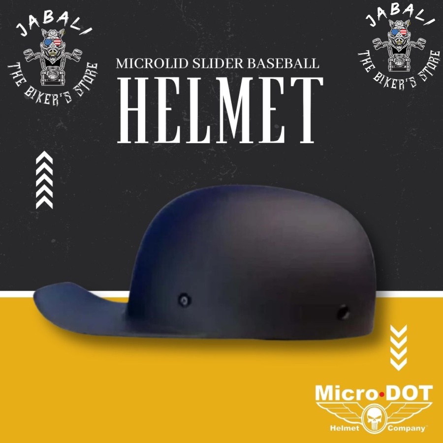 MICROLID SLIDER BASEBALL MOTORCYCLE HELMET BLACK MATTE