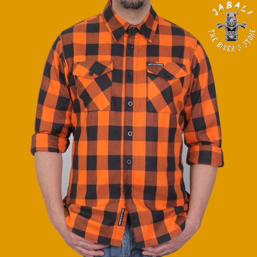 Hot Leathers Orange and Black Flannel Shirt01