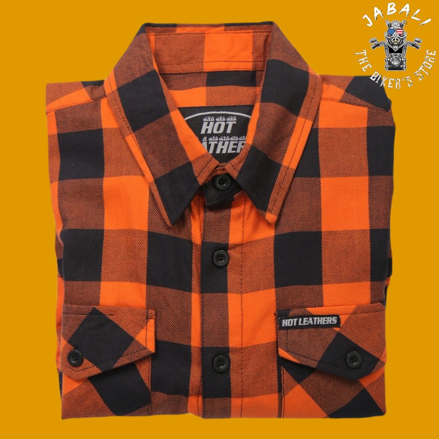 Hot Leathers Orange and Black Flannel Shirt03
