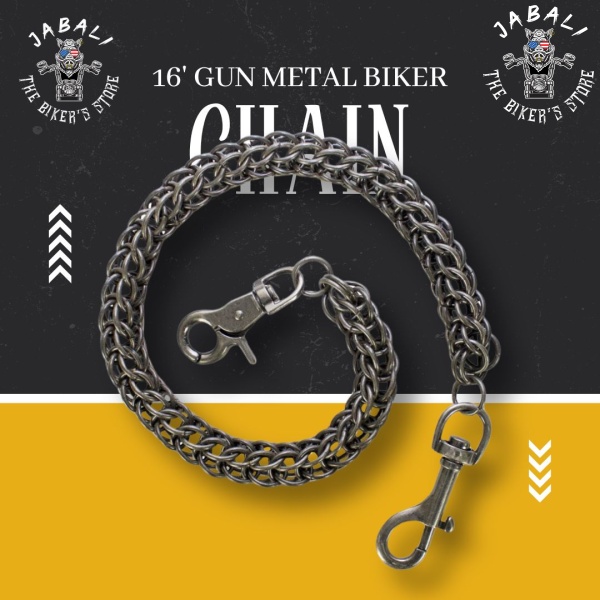 16 Gun Metal Biker Chain1