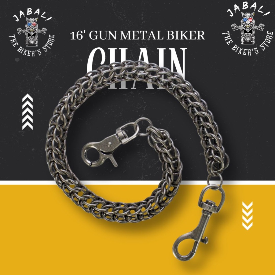 16 Gun Metal Biker Chain1