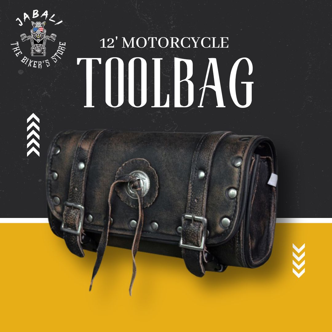 Dream Apparel 12" PVC Motorcycle Tool Bag With Shiny Studs & Concho 1 Dream Apparel 12 PVC Motorcycle Tool Bag With Shiny Studs & Concho